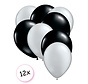 Premium Quality Ballonnen Zilver & Zwart 12 stuks 30 cm