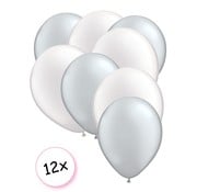Joni's Winkel Premium Quality Ballonnen Zilver & Wit 12 stuks 30 cm