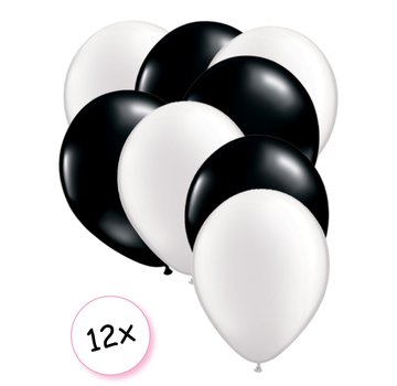 Joni's Winkel Premium Quality Ballonnen Wit & Zwart 12 stuks 30 cm