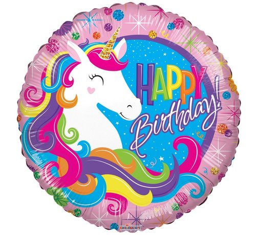 Conver USA Folieballon Happy Birthday Classic Unicorn 46 cm