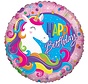 Folieballon Happy Birthday Classic Unicorn 46 cm