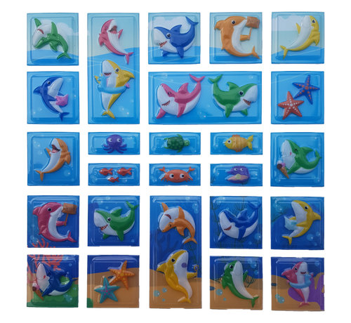 3D stickervel "Zeewereld" +/- 25 stuks