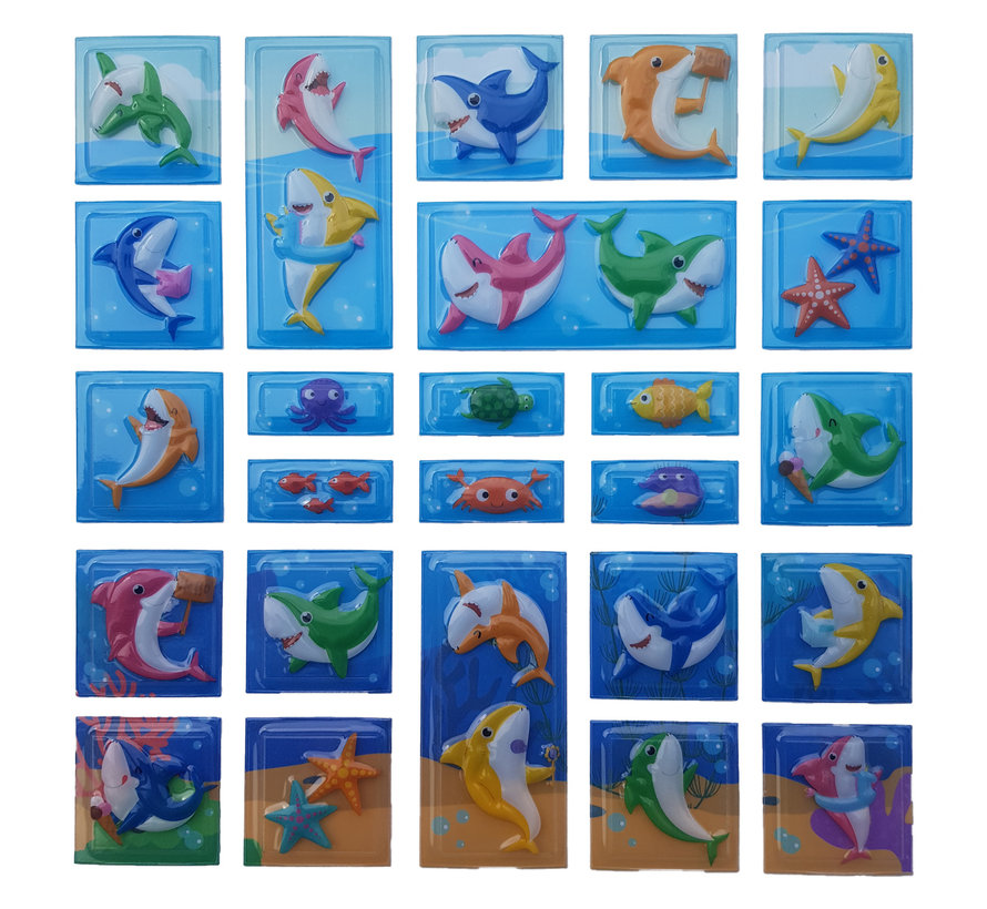 3D stickervel "Zeewereld" +/- 25 stuks