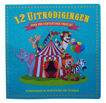 Party Blok Uitnodigingen, Set 12 stuks - 16 x 16 cm