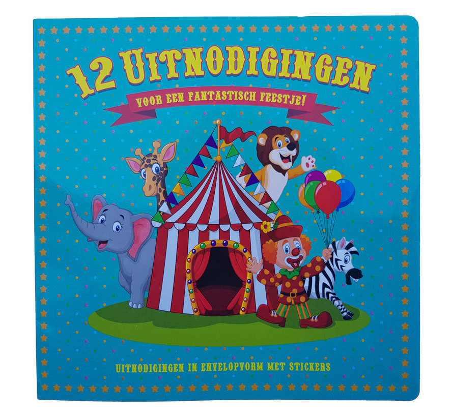 Party Blok Uitnodigingen, Set 12 stuks - 16 x 16 cm