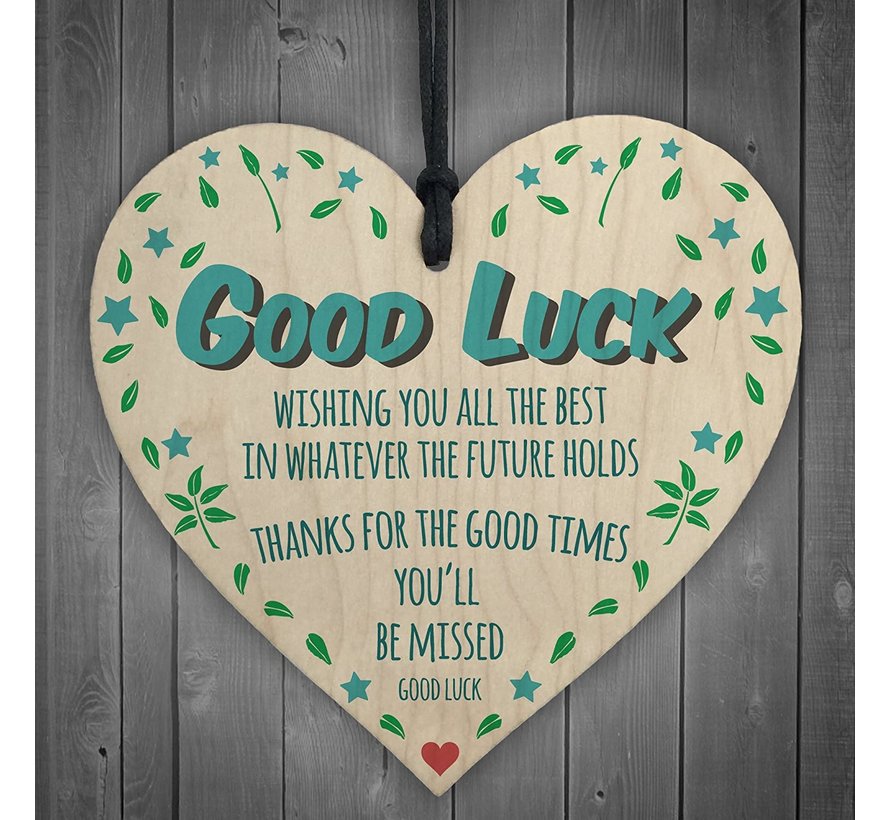 Houten hanger 10x10 cm “Good Luck”