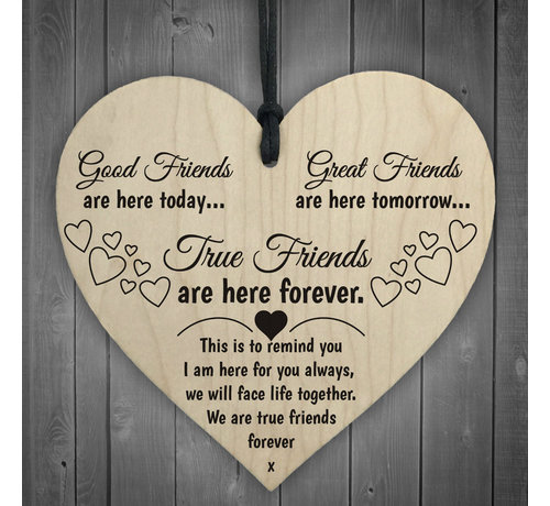 Joni's Winkel Houten hanger 10x10 cm “Good friends / Great friends”