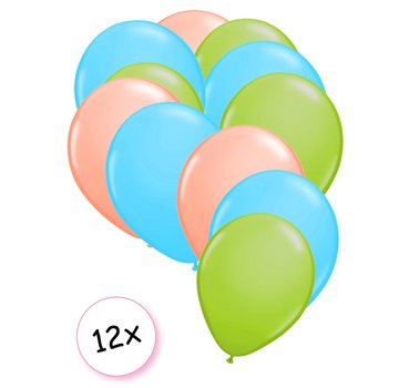 Joni's Winkel Premium Quality Ballonnen Pastel Groen, Pastel Blauw & Pastel Oranje 12 stuks 30 cm