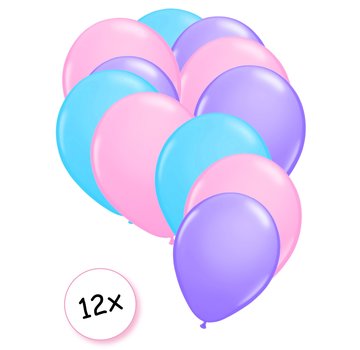 Joni's Winkel Premium Quality Ballonnen Pastel Paars, Pastel Roze & Pastel Blauw 12 stuks 30 cm