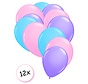 Premium Quality Ballonnen Pastel Paars, Pastel Roze & Pastel Blauw 12 stuks 30 cm