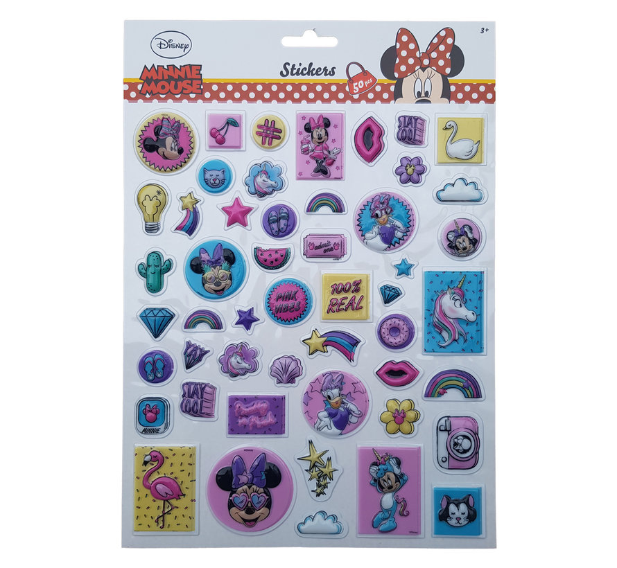 Bubbel-stickers "Minnie Mouse" +/- 50 Stickers