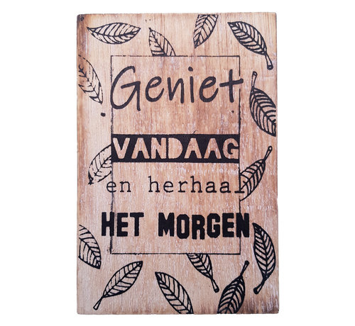 Houten Postkaart "Geniet vandaag"