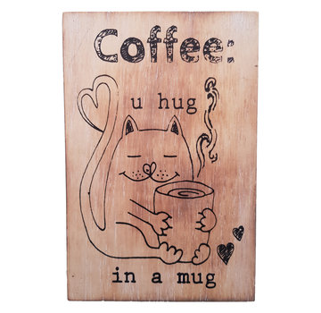 Houten Postkaart "U hug in a mug"