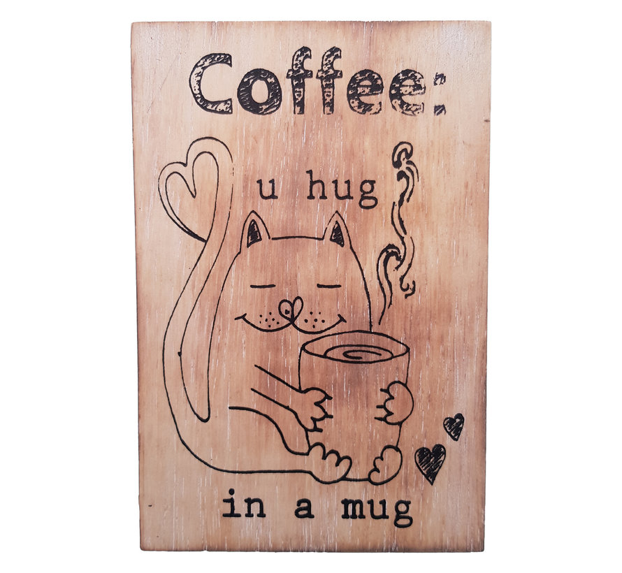Houten Postkaart "U hug in a mug"