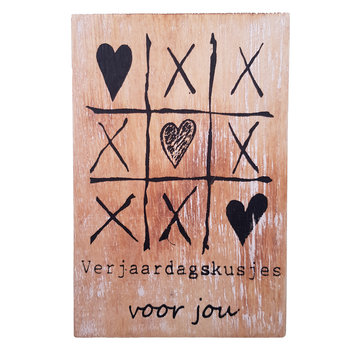Houten Postkaart "Verjaardagskusjes"