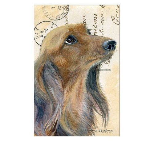 Meander Luxe Kaart met envelop "Hond Teckel langharig" 11,5x17,5cm