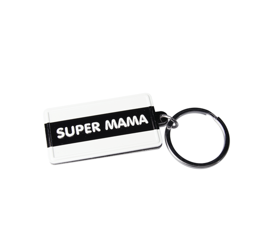 PaperDreams Black & White keyring "Super mama"