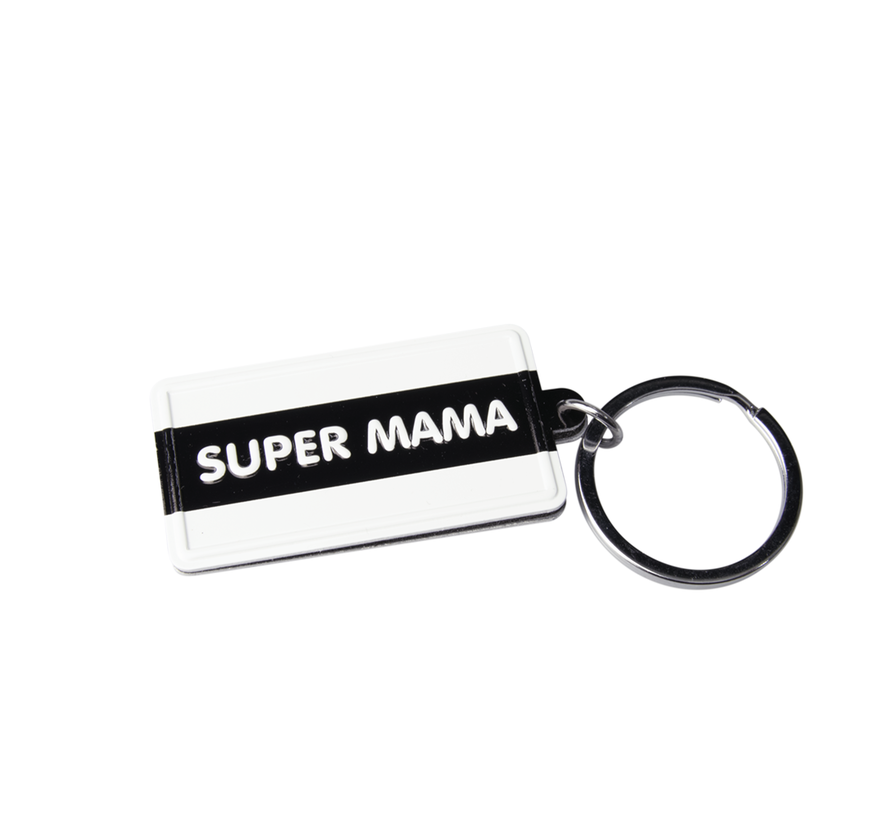 Black & White keyring "Super mama"