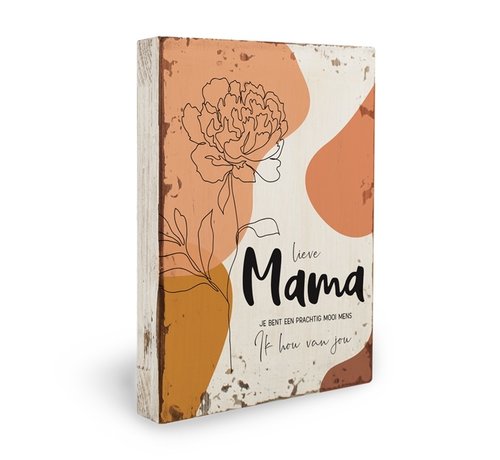 Miko Houten tekstbord Fleurige deco "Mama"