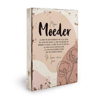 Miko Houten tekstbord Fleurige deco "Moeder"