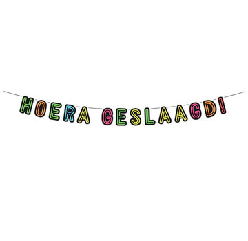 PaperDreams Slinger NEON Hoera geslaagd 5 meter