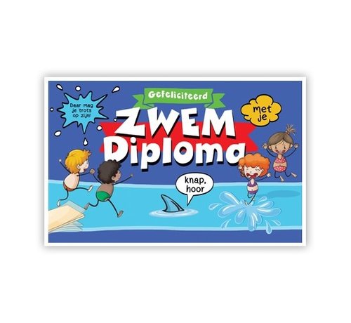 PC Wenskaart Zwemdiploma "Kinderen springen in het water"