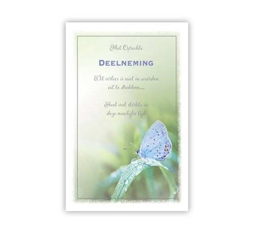 PC Condoleance kaart "Lila vlinder op blad"