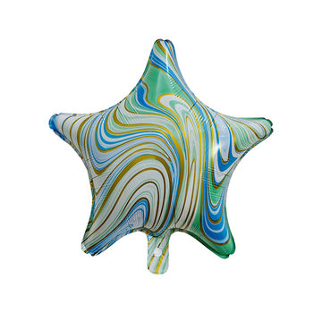 Joni's Winkel Folieballon Marble Star "Turquoise-Goud" 45x45 cm