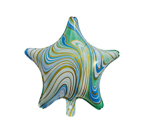 Joni's Winkel Folieballon Marble Star "Turquoise-Goud" 45x45 cm