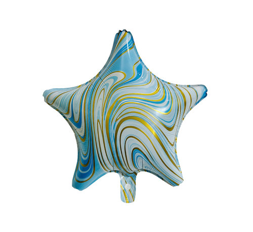 Joni's Winkel Folieballon Marble Star "Blauw-Goud" 45x45 cm