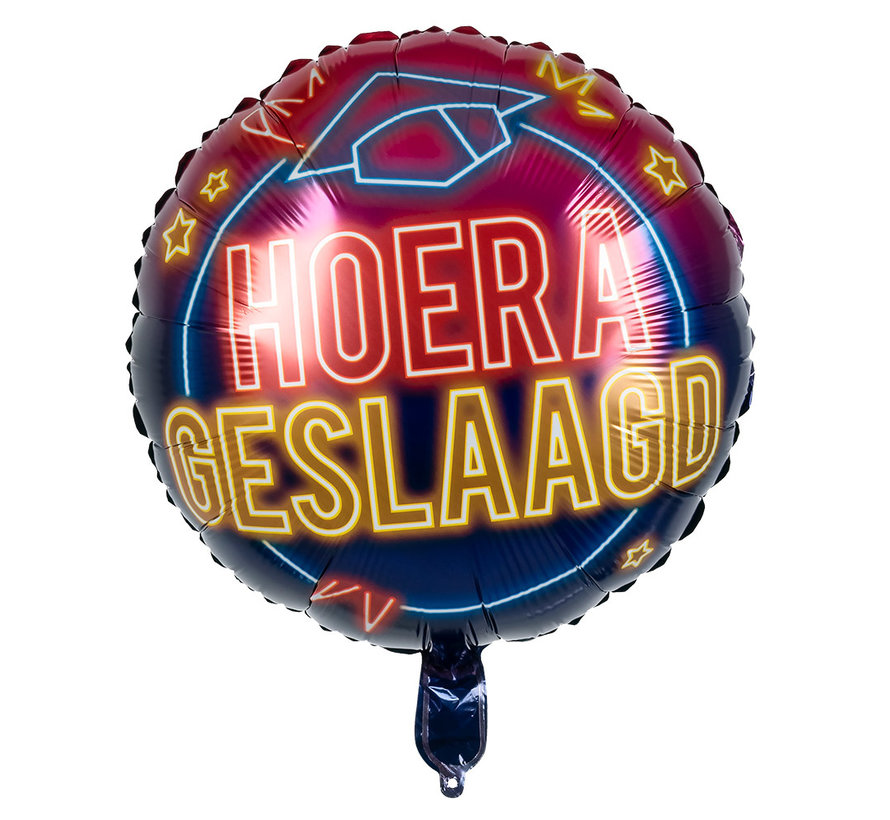 Folieballon Neon "Geslaagd" 45x45 cm