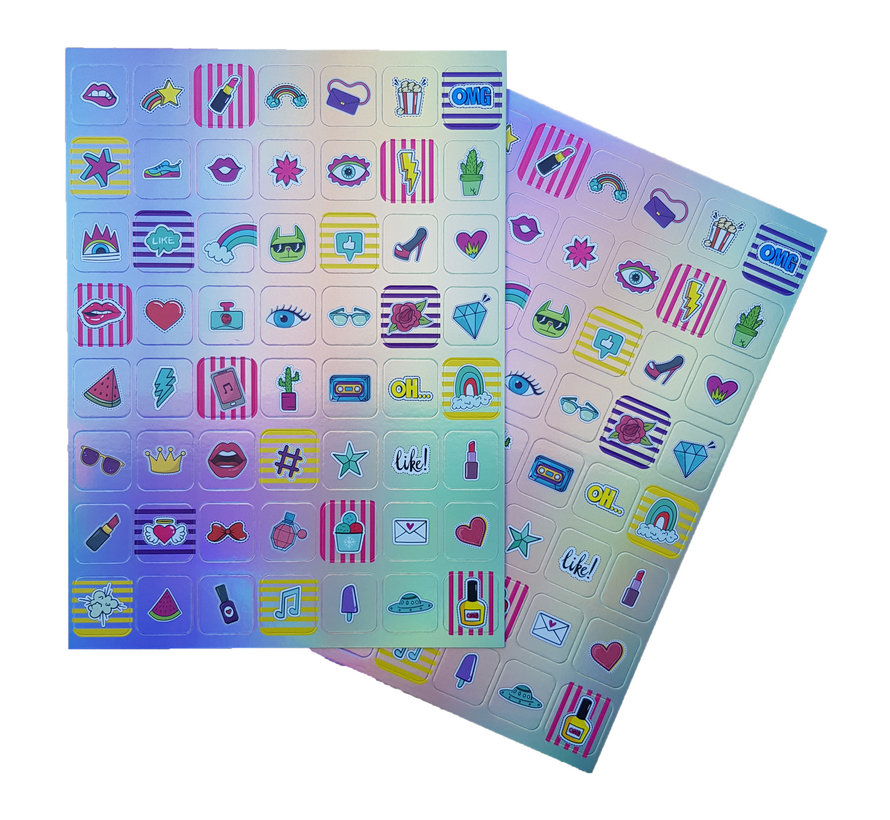 Holografische Stickers 112 stuks “OMG”