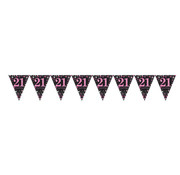 Amscan Vlaggenlijn Happy Birthday 21 jaar "Sparkling Pink" 4 meter