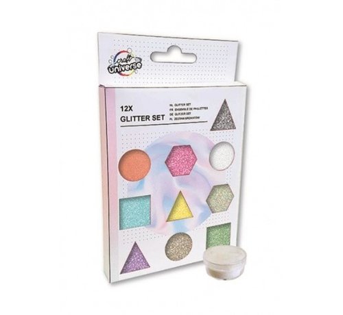 Craft Universe Glitterset lichtroze/zilver 12-delig