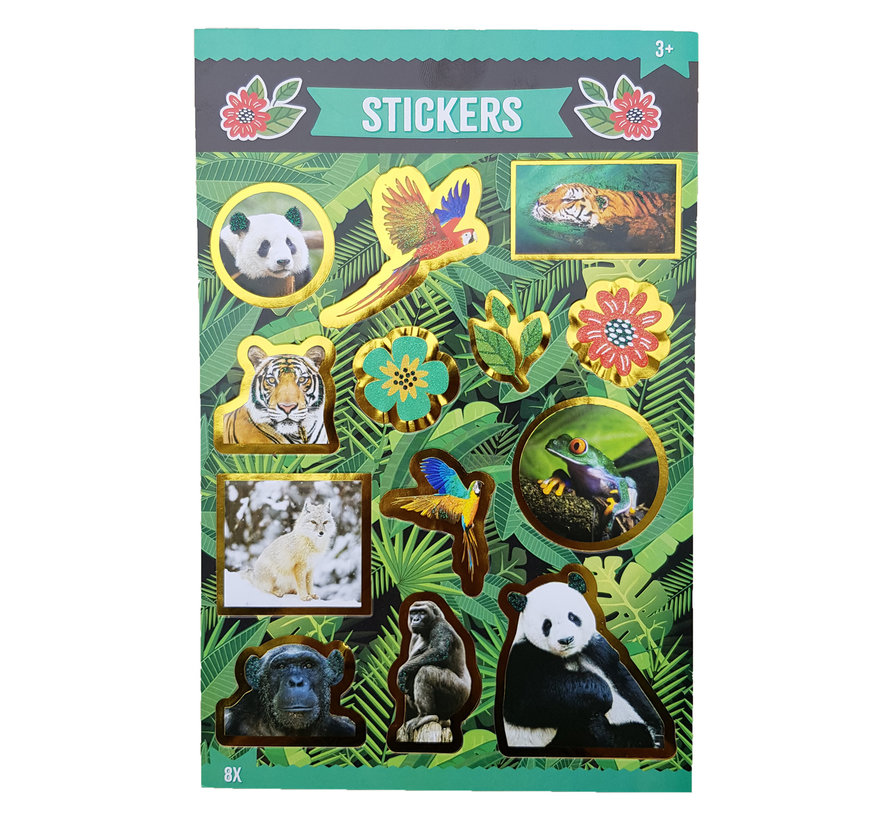 Stickerboek met glitters "Oerwoud"