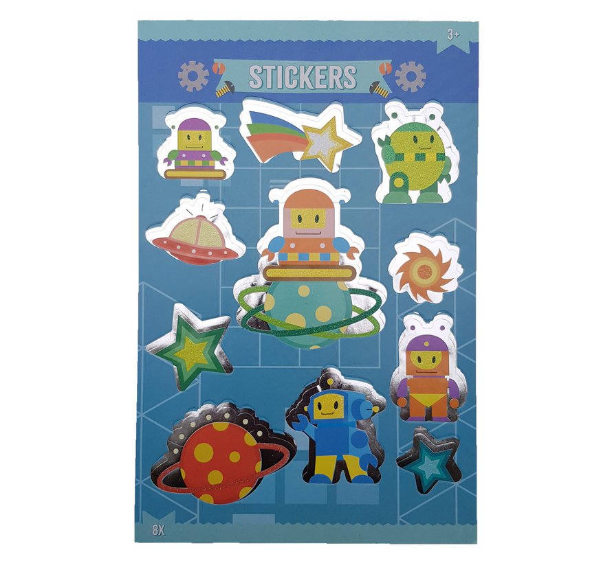 Stickerboek met glitters "Robot"