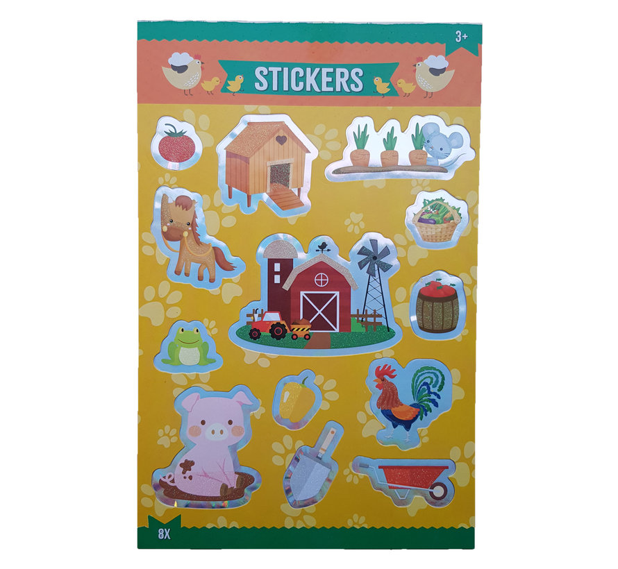 Stickerboek met glitters "Boerderij"