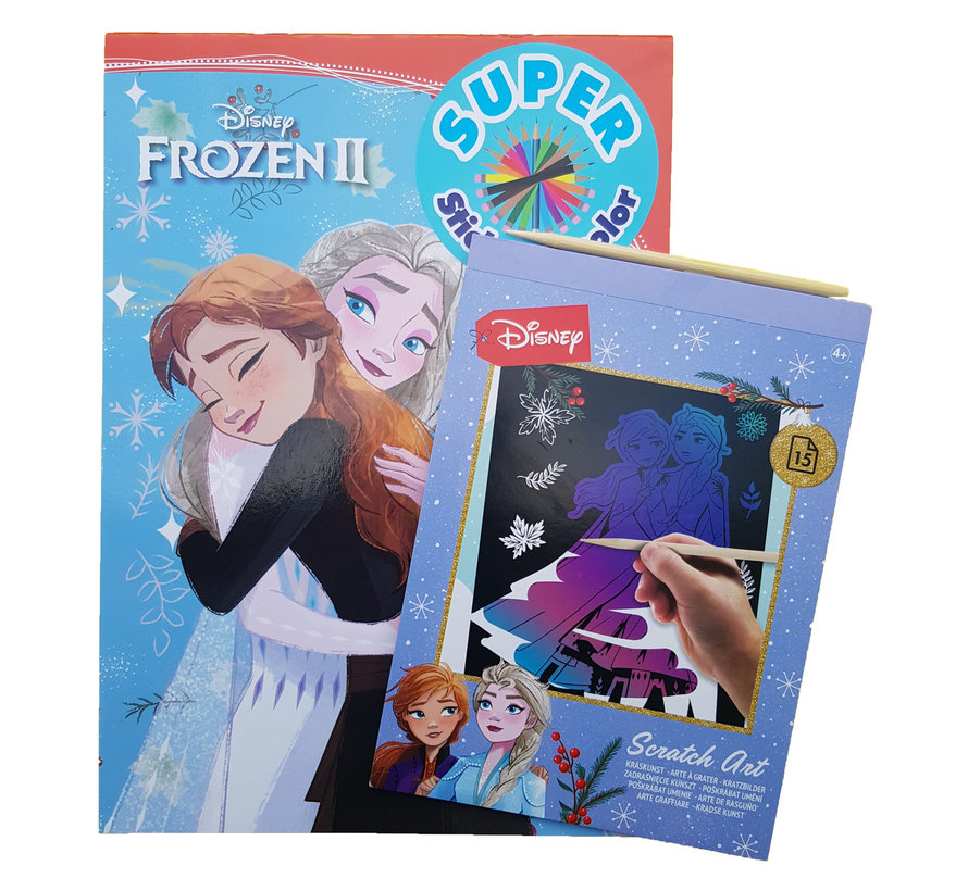 Disney Kerst Super Sticker & Color Kleurboek "Frozen" + Disney's Frozen kerst Krasblok 15 vel