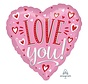 Standard Shape Folieballon Love You White Dots 43 x 43 cm