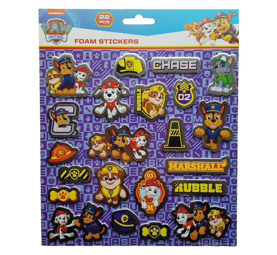 Nickelodeon's Paw Patrol Foam Stickers "Blauw" +/- 22 Stickers