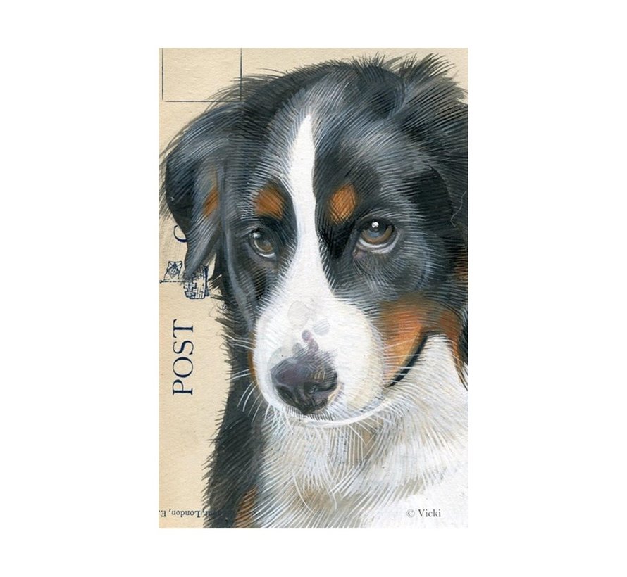 Luxe Kaart met envelop "Hond - Berner Sennen" 11,5x17,5cm