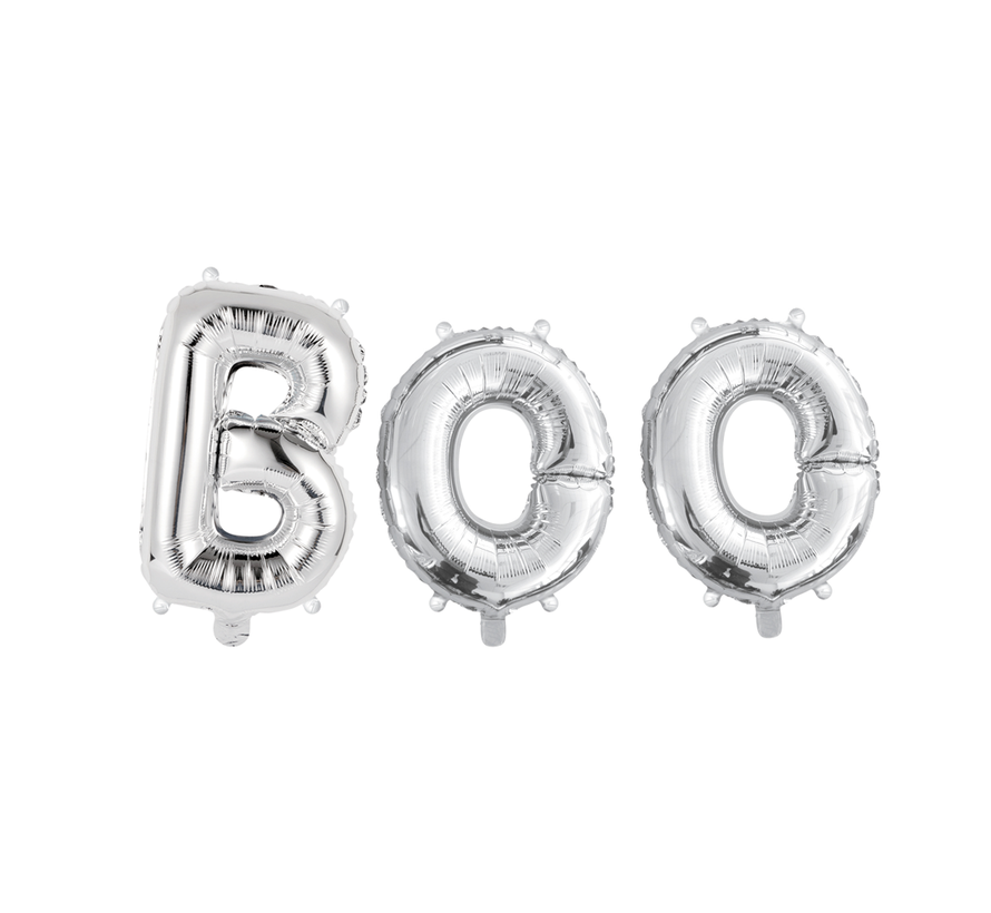 Ballonnen set Zilver "Boo"  +/- 40 cm