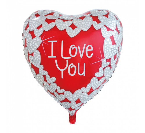 GN Folieballon "I love you red/white" 92x92 cm