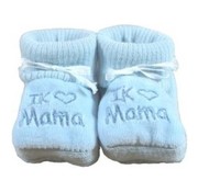 Joni's Winkel Baby Slofjes "ik hartje mama - blauw"