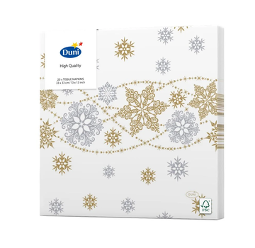 Duni Servetten Snow Glitter wit 33 x 33 cm 20 stuks