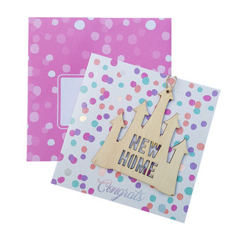 Wenskaart met hanger “New Home (kasteel)”