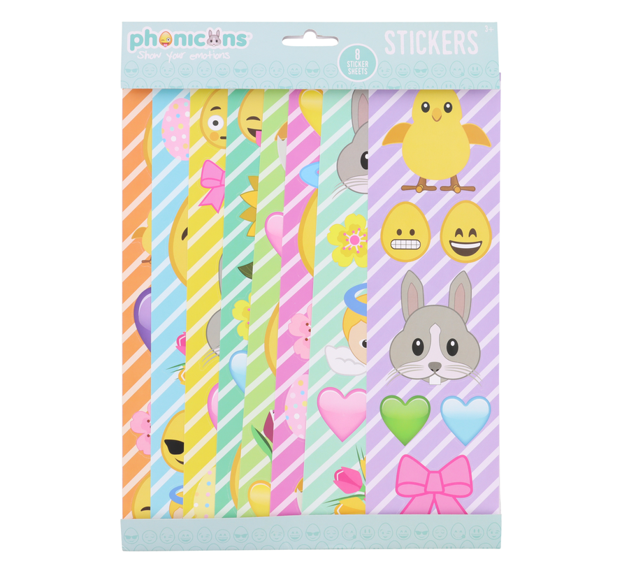 Paas stickervellen 8 stuks "Emoji"