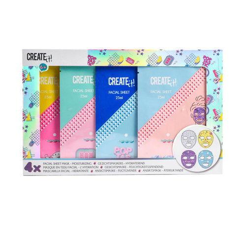 Create It! Gezichtsmaskers, 4-Pack