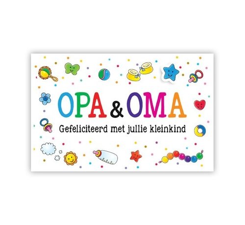 PC Wenskaart Geboorte "Baby items rodom tekst"