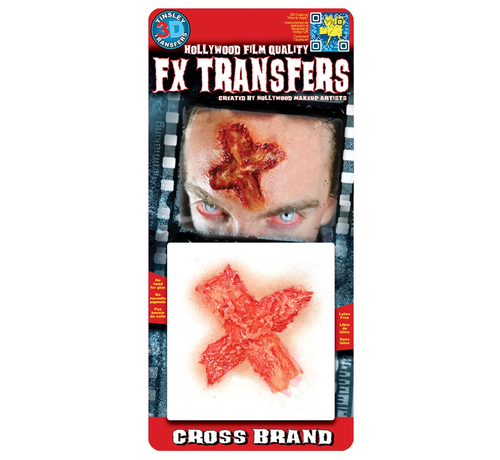 Tinsley Transfers Tinsley Horror 3D Tattoo Verbrande huid Kruis ( Cross Brand )